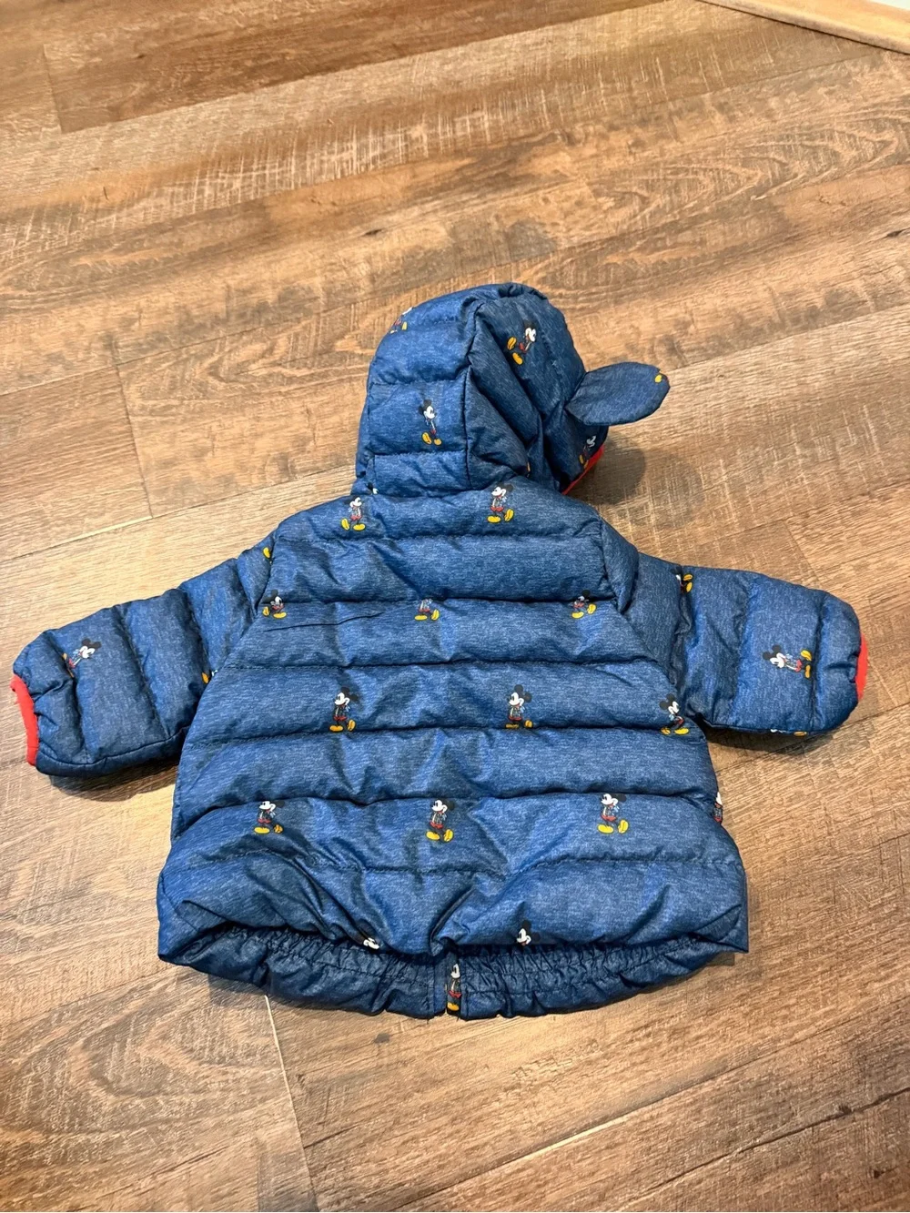 Baby Gap Disney Baby Mickey Mouse Puffer Jacket Hooded Coat 0-6 Months